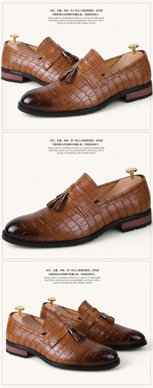 Elegant Tassel Slip-On Loafers for Men - Italian Designer Formal Dress Shoes Perfect for Weddings, Casual Events, and Business Attire in Premium Patent Leather